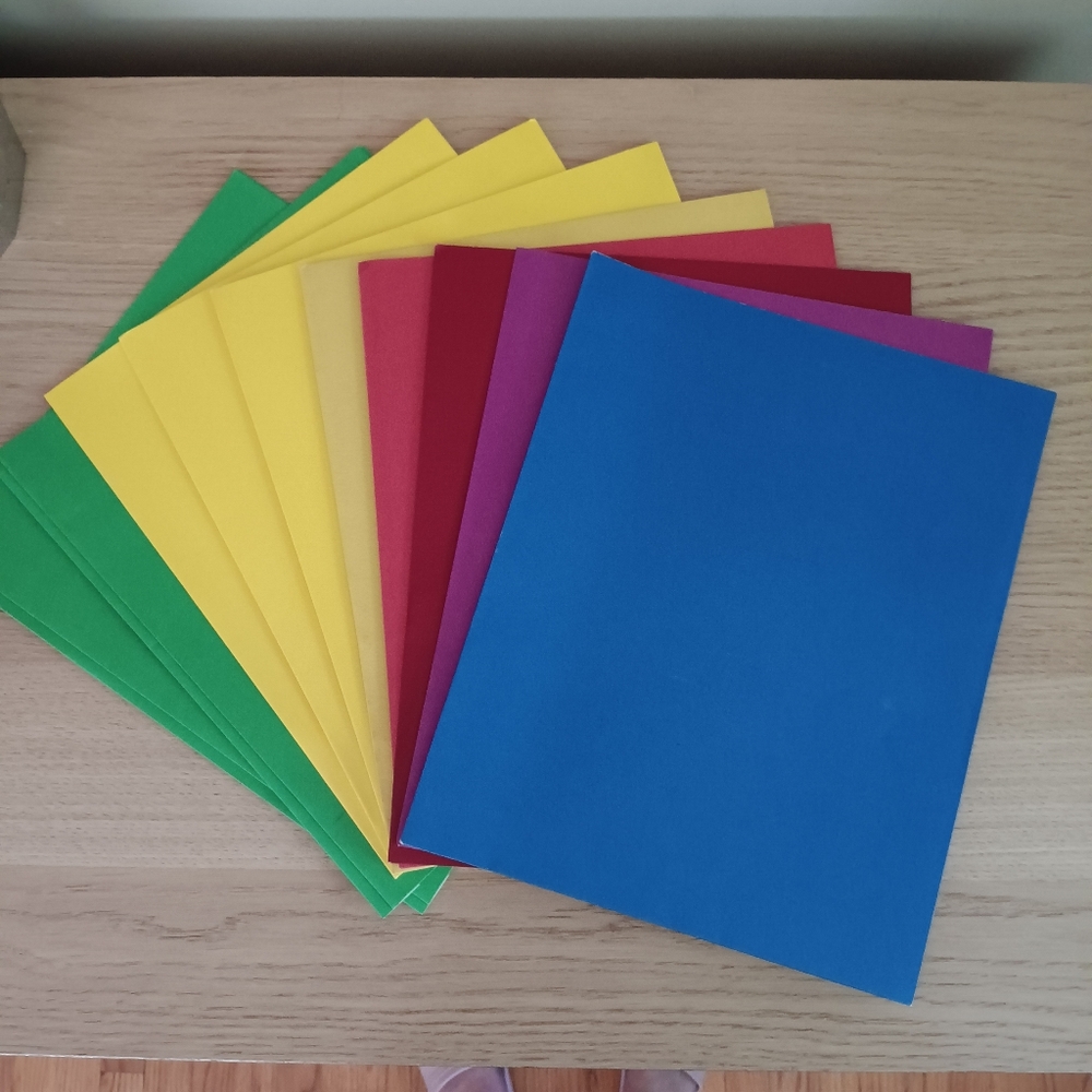 10x Paper Pocket Folders School Supplies